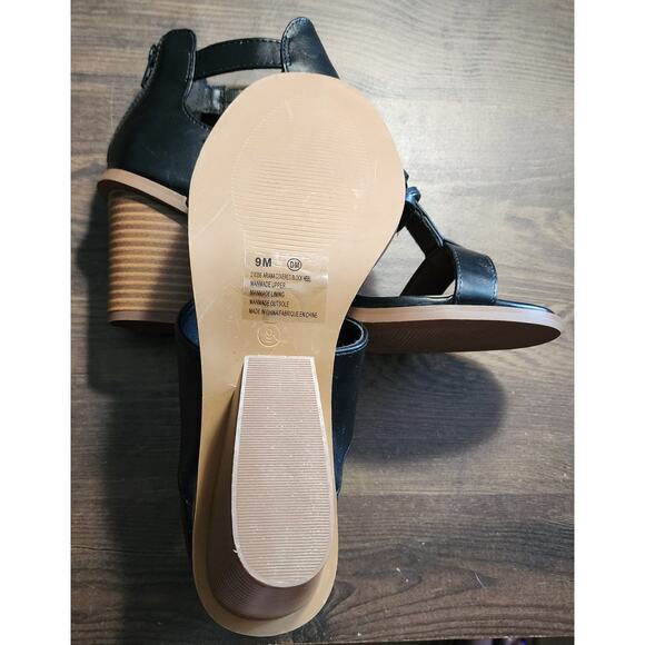 Maurices SuperCush Black Ariana Open Toe Wedge Heel Sandals Size 9 - Picture 5 of 7